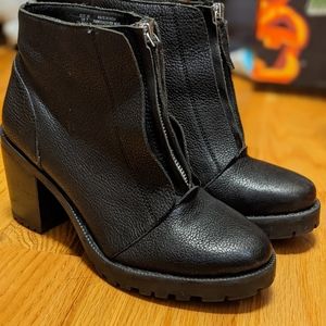 Leather platform booties